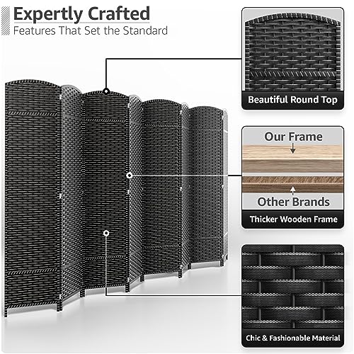 Sorbus 8-Panel Black Room Divider, 6 ft Tall Folding Privacy Screen T242
