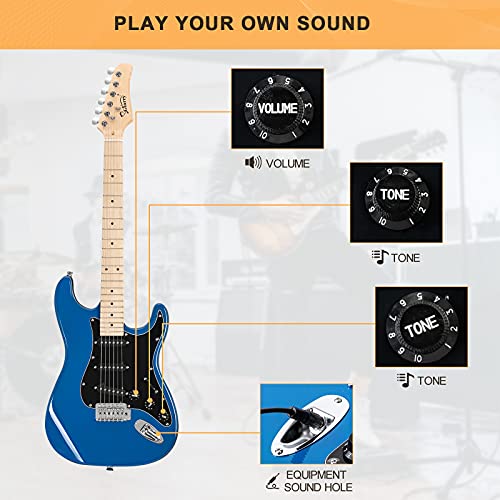 GLARRY Full Size Electric Guitar with 20W Amp and Accessories Pack (Blue) C3431