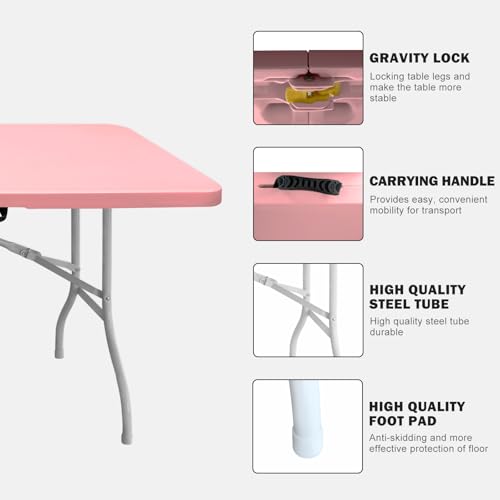 Portable Plastic Folding Table 4ft Heavy Duty Indoor Outdoor Y145657