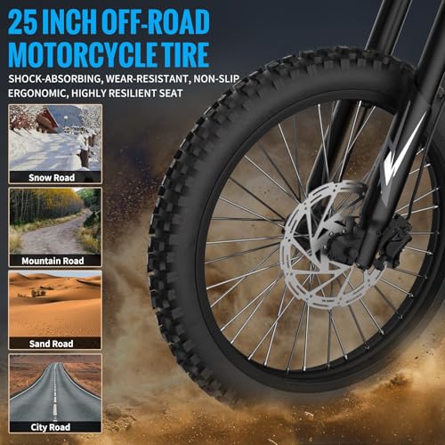 GT73 Electric Dirt Bike for Adults 2500W, 37MPH, 85 Mile Range C7558