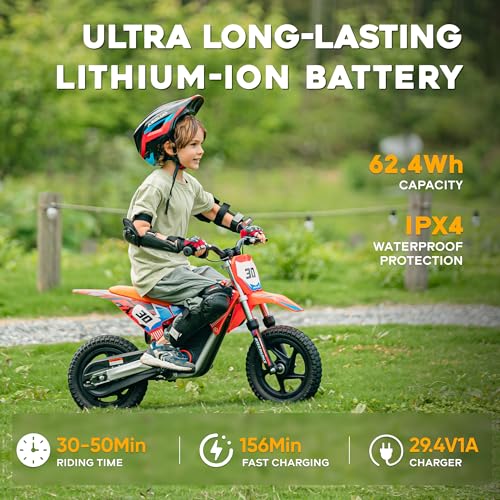 AIII Electric Dirt Bike for Kids 3-7, 12-Inch Off-Road Tires, Red X89100