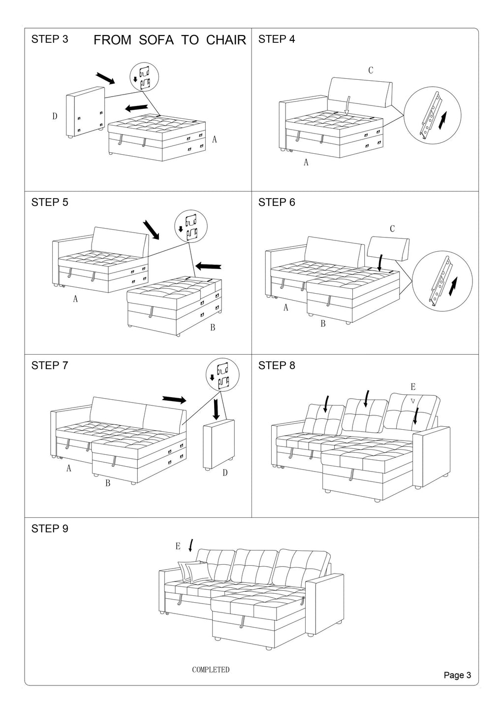 Amir Convertible Sectional Sofa Bed with Storage - Espresso L179