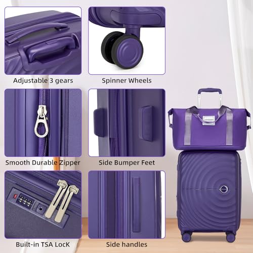 LARVENDER Luggage Sets 3 Piece, 20in Carry On PP Hardshell Suitcase with Spinner Wheels Q3160
