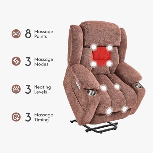 FLEXISPOT XL31 Power Lift Recliner Chair for Elderly, Electric Massage & Heat, PU Leather, Black C786106