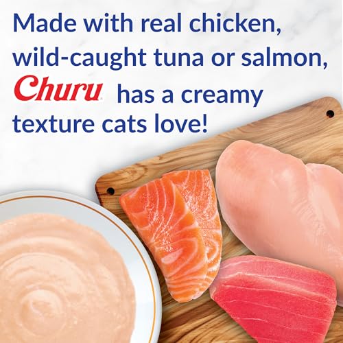 INABA Churu for Senior 10+ Creamy Lickable Cat Treats, Tuna & Chicken, 40 Tubes D3392