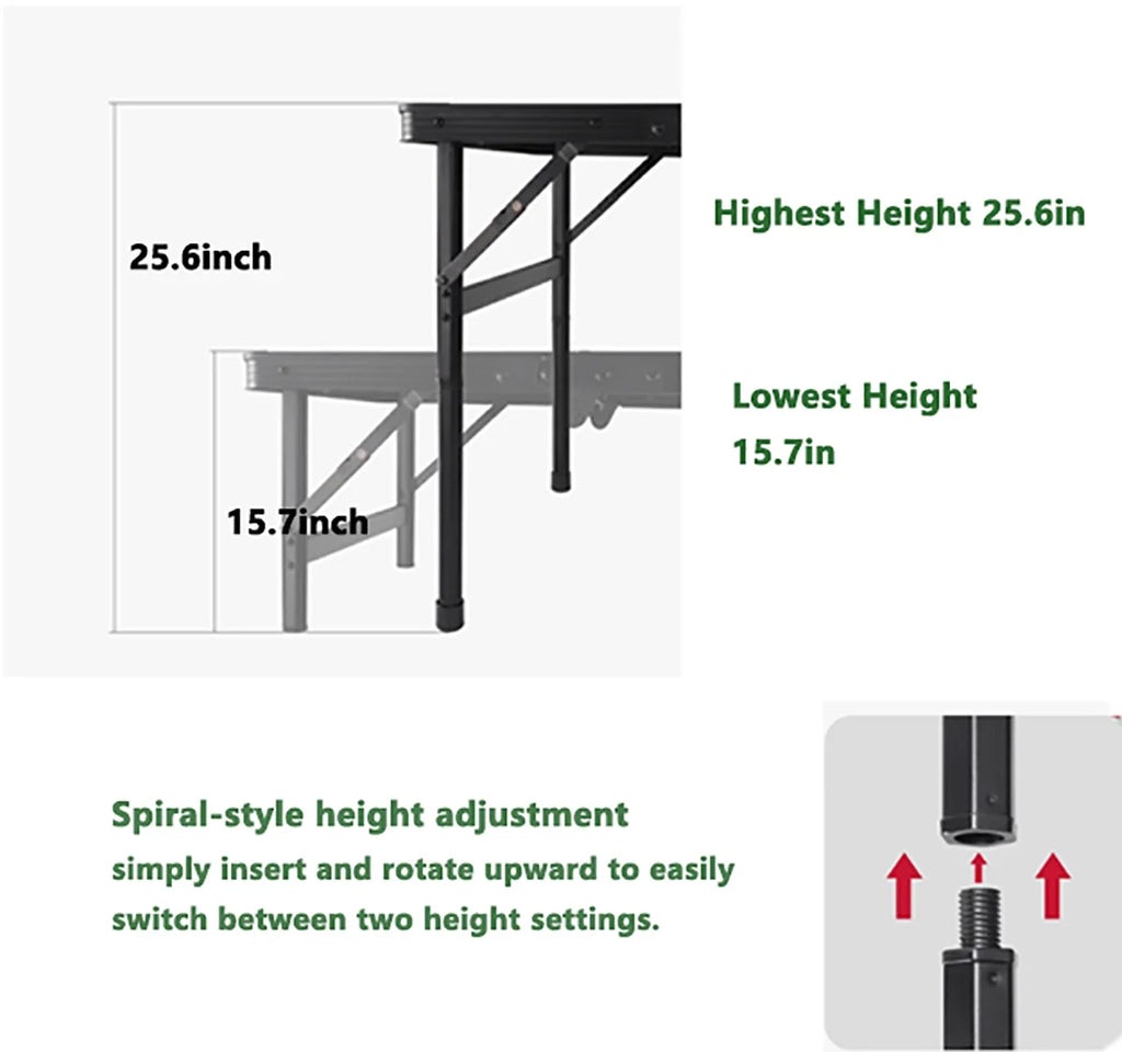 tonchean Folding Grill Table, Adjustable Height Camping Table, Portable Aluminum P880581