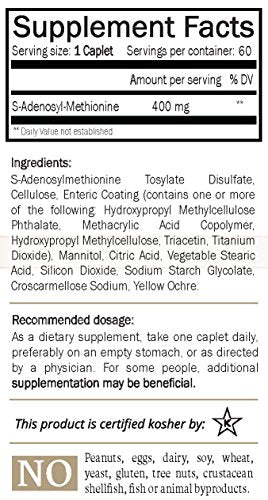 Nature's Trove SAM-e 400mg 30 Enteric Coated Caplets, Vegan, Non-GMO E215047