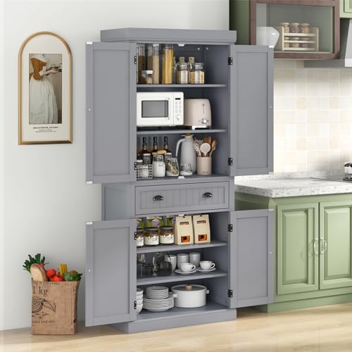 Tangkula 72" Tall Kitchen Pantry Cabinet with 2 Cabinets and Drawer X61390