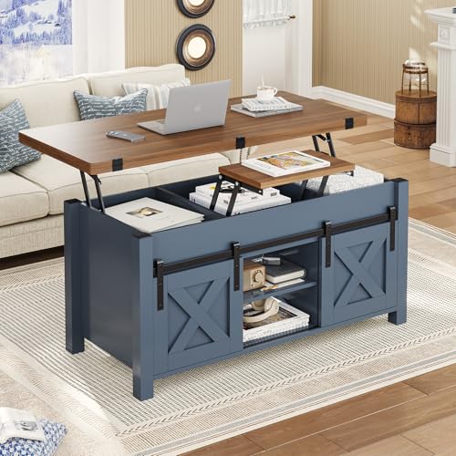SEDETA Lift Top Coffee Table with Storage, Convertible Dining Table, Grey M719