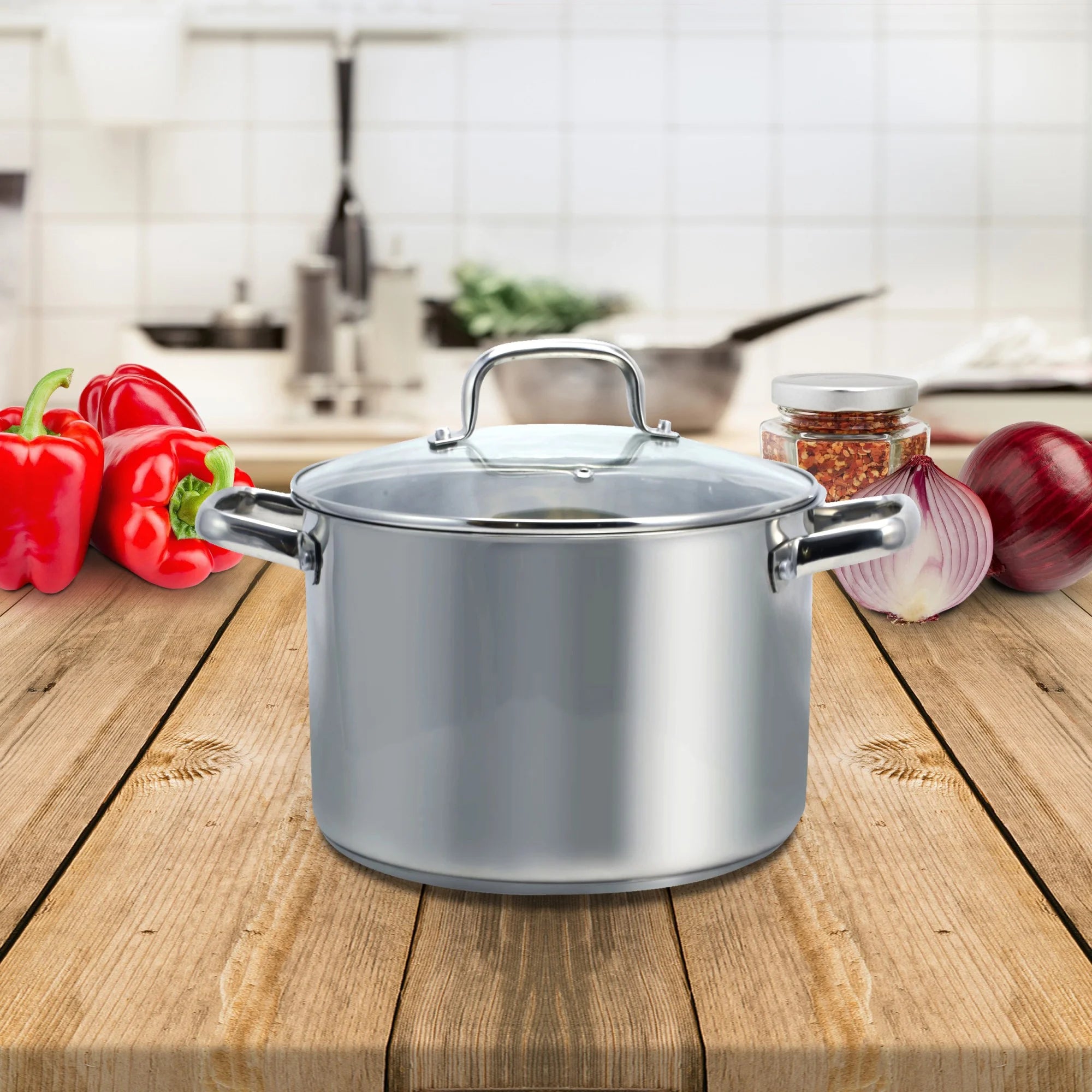 Oster Adenmore 8 Quart Stock Pot with Tempered Glass Lid T826