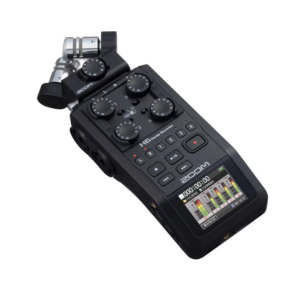 Zoom H6 All Black 6-Input Portable Handy Recorder Bundle Q8983
