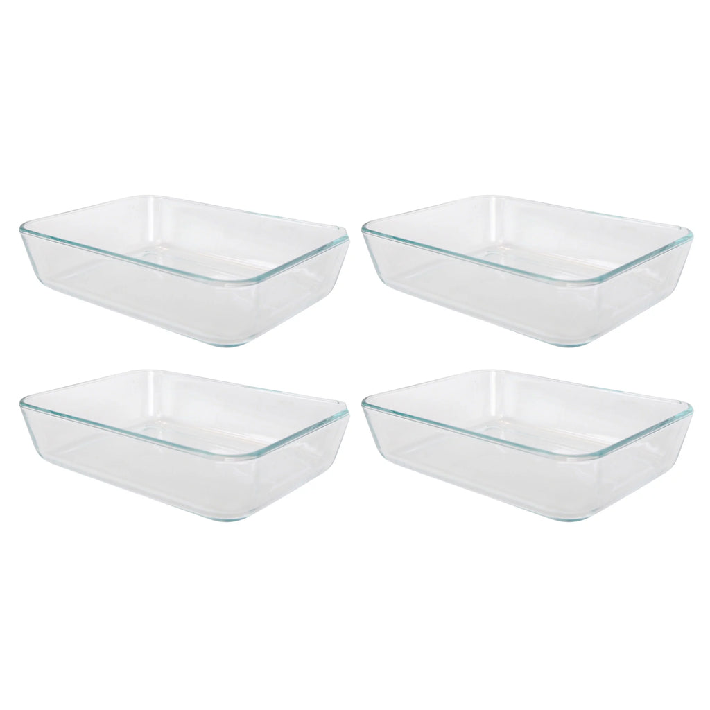 Pyrex 7210 3-Cup Rectangle Clear Glass Baking and Storage Dish (4-Pack)