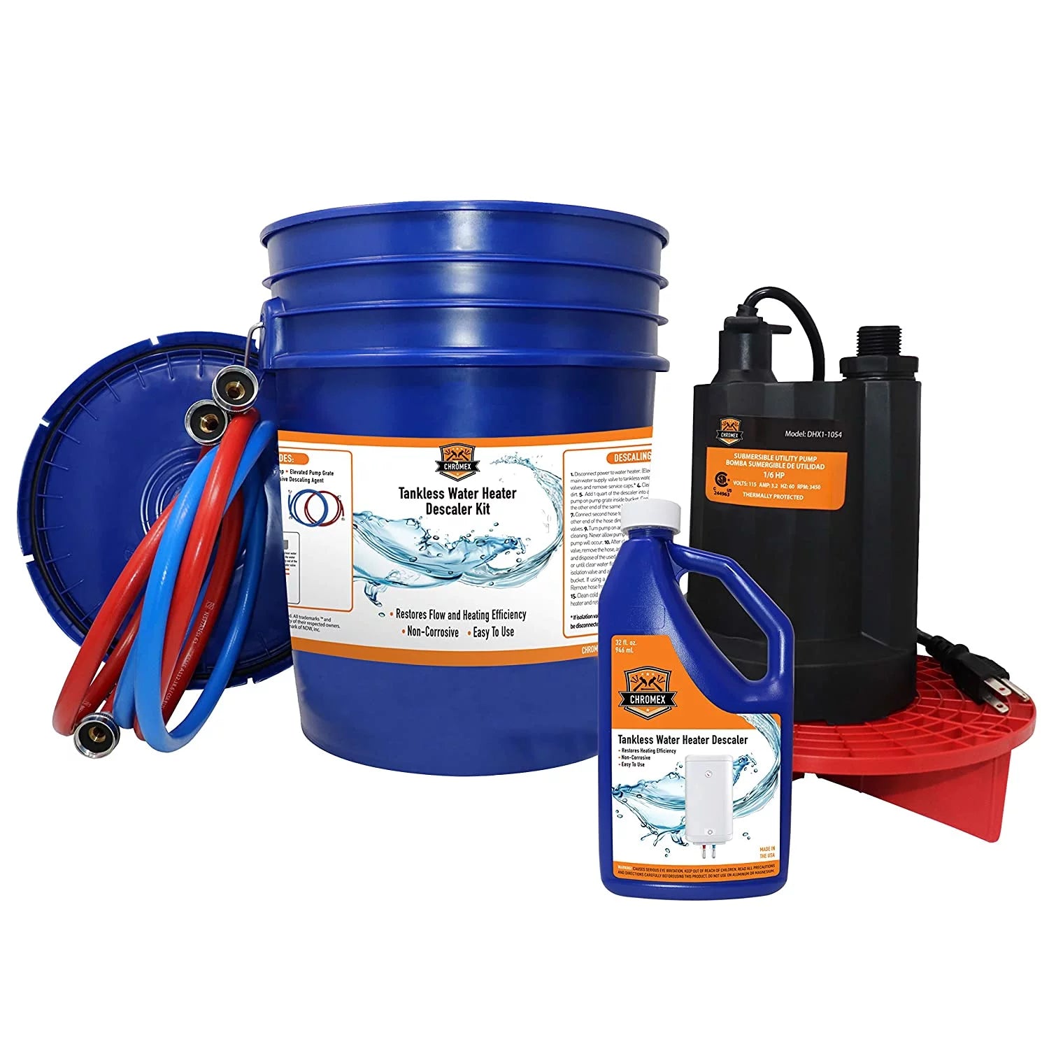 Chromex Tankless Water Heater Descaler Kit with 128 fl oz Solution O67976