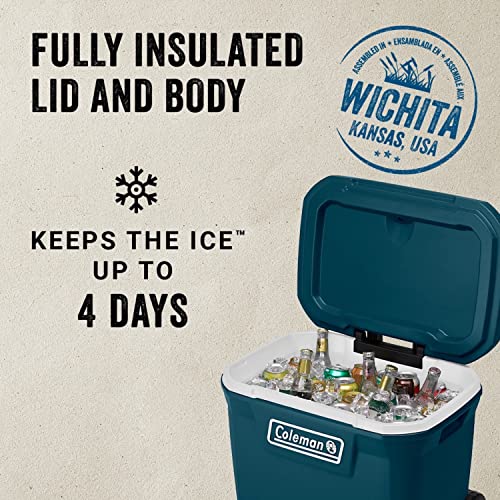 Coleman Classic Series Insulated Rolling Cooler, 65-Quart, Leak-Resistant F832