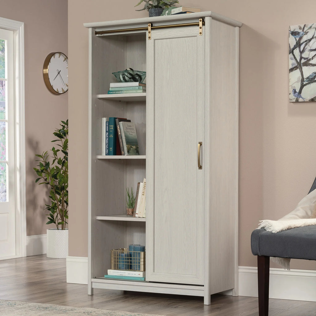 Sauder Coral Cape Engineered Wood Storage Cabinet in Glacier Oak H6845