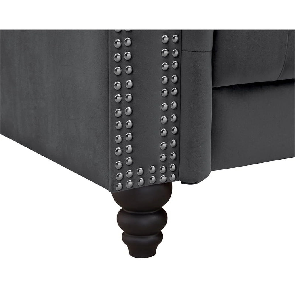 RN Furnishings Chesterfield 68" Button Tufted Velvet Loveseat Gray D6608