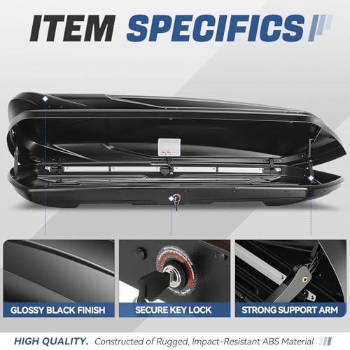Auto Dynasty Hard Shell Roof Top Car Storage Cargo Carrier, Glossy Black L344
