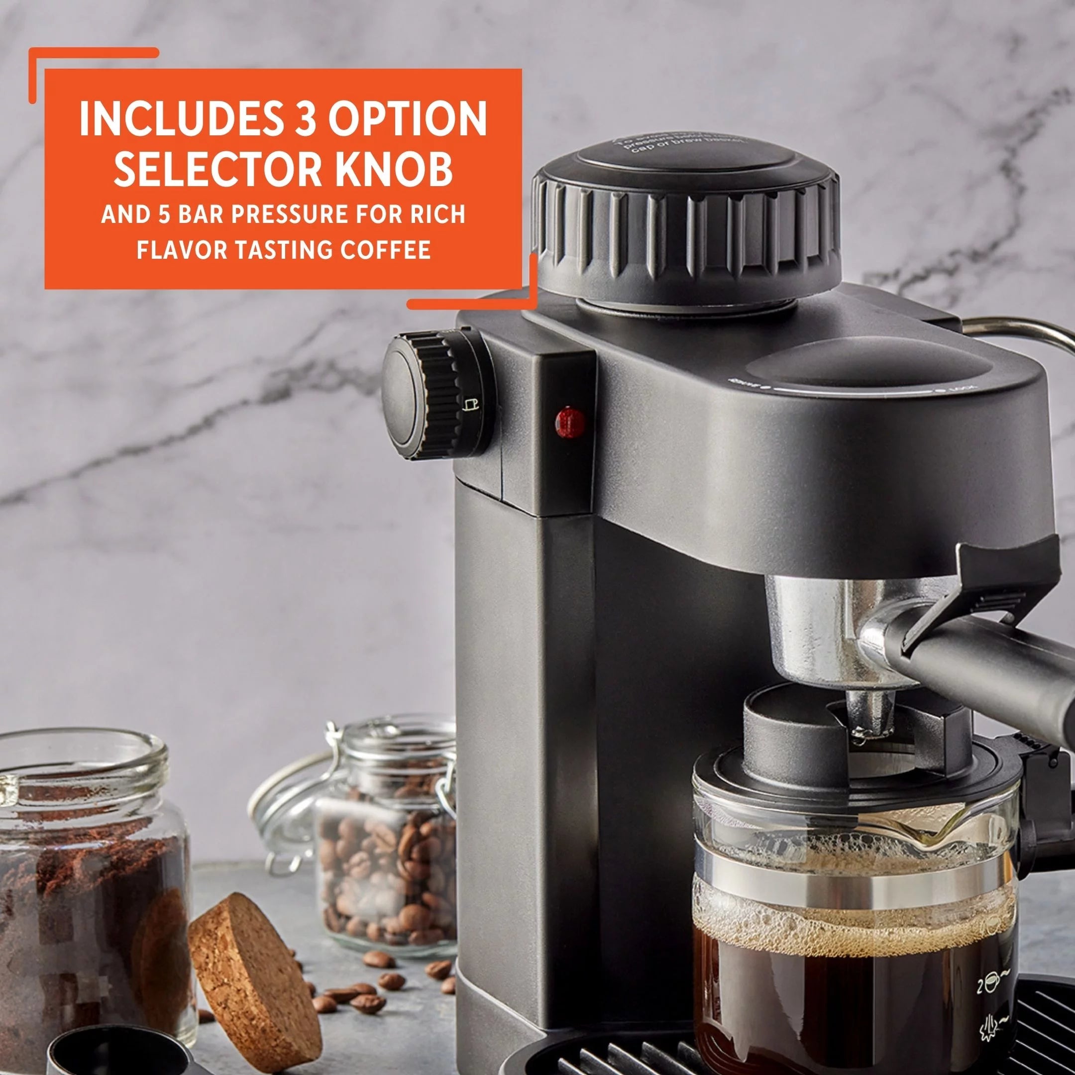 Imusa 4-Cup Electric Espresso Cappuccino Maker 800W Black V8681