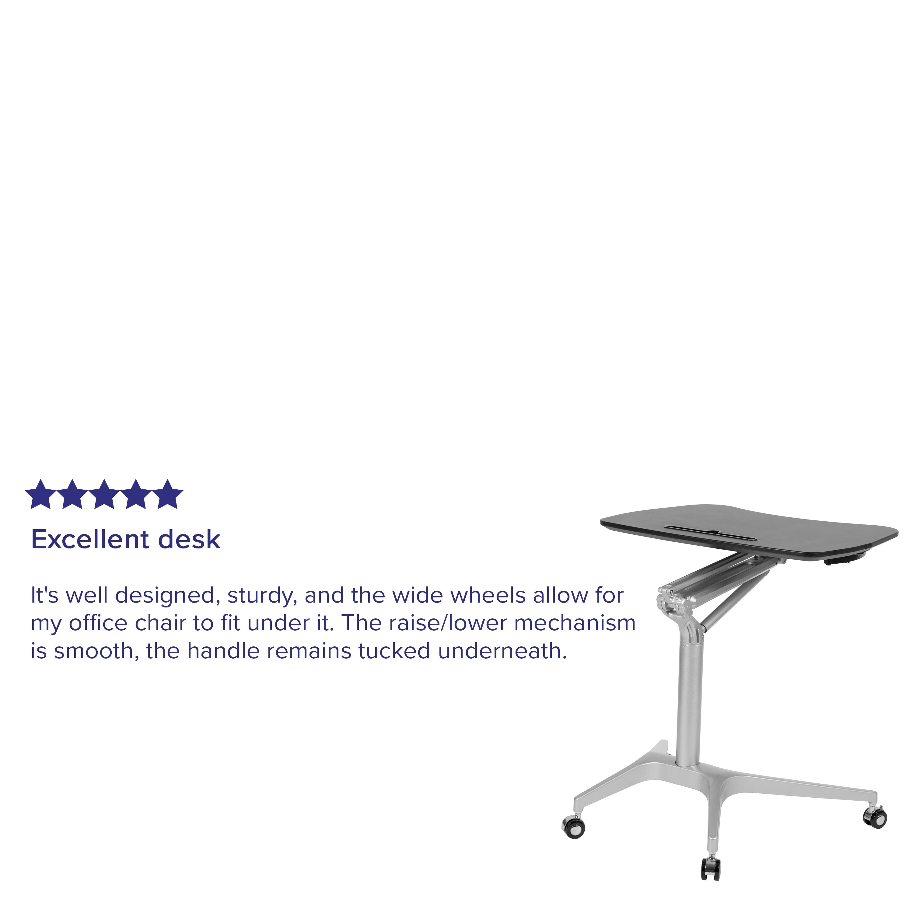 Emma + Oliver Mobile Sit-Stand Black Ergonomic Computer Desk H919