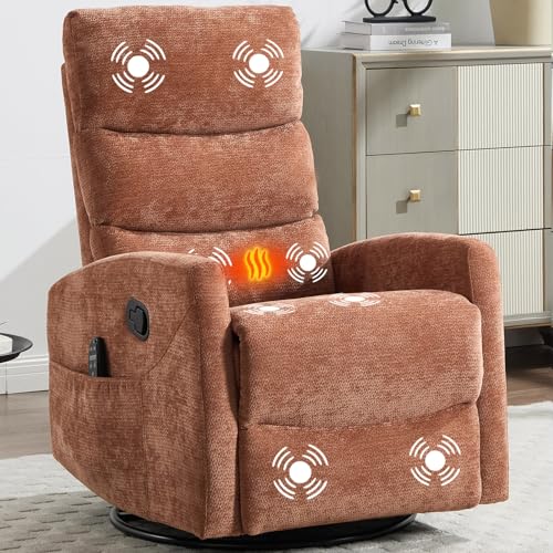 Massage Chair Recliner with Heat, Swivel Rocking, High Back Fabric Black V2333