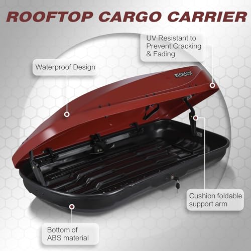 Gray Rooftop Cargo Box Carrier 13 Cubic Feet Waterproof Dual Side Opening R15660