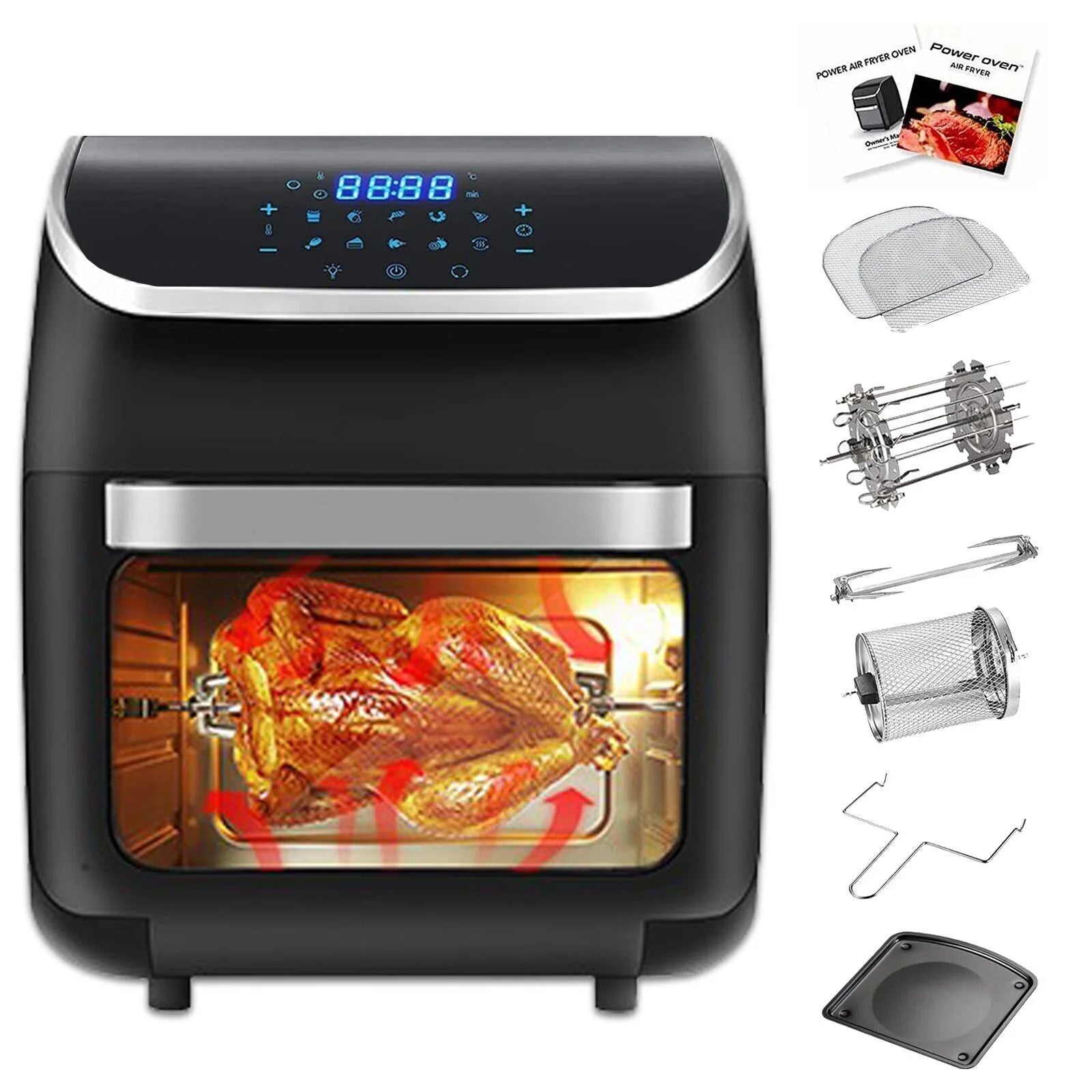 PRIJESSE 13QT Digital Air Fryer 1800W Electric Air Fryer Toaster Oven 10 in 1 Oil Free Multifunction Air Fry Roast, Broil, Dehydrate & More for Quick, Easy Meals
