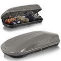 Hard Shell Roof Cargo Box, 13 Cu.Ft Gray Car Roof Top Cargo Carrier with Lock, Dual-Side Opening Luggage Storage Box, 56"x30"x13.7", Fits Most Crossbars, Tool-Free Install