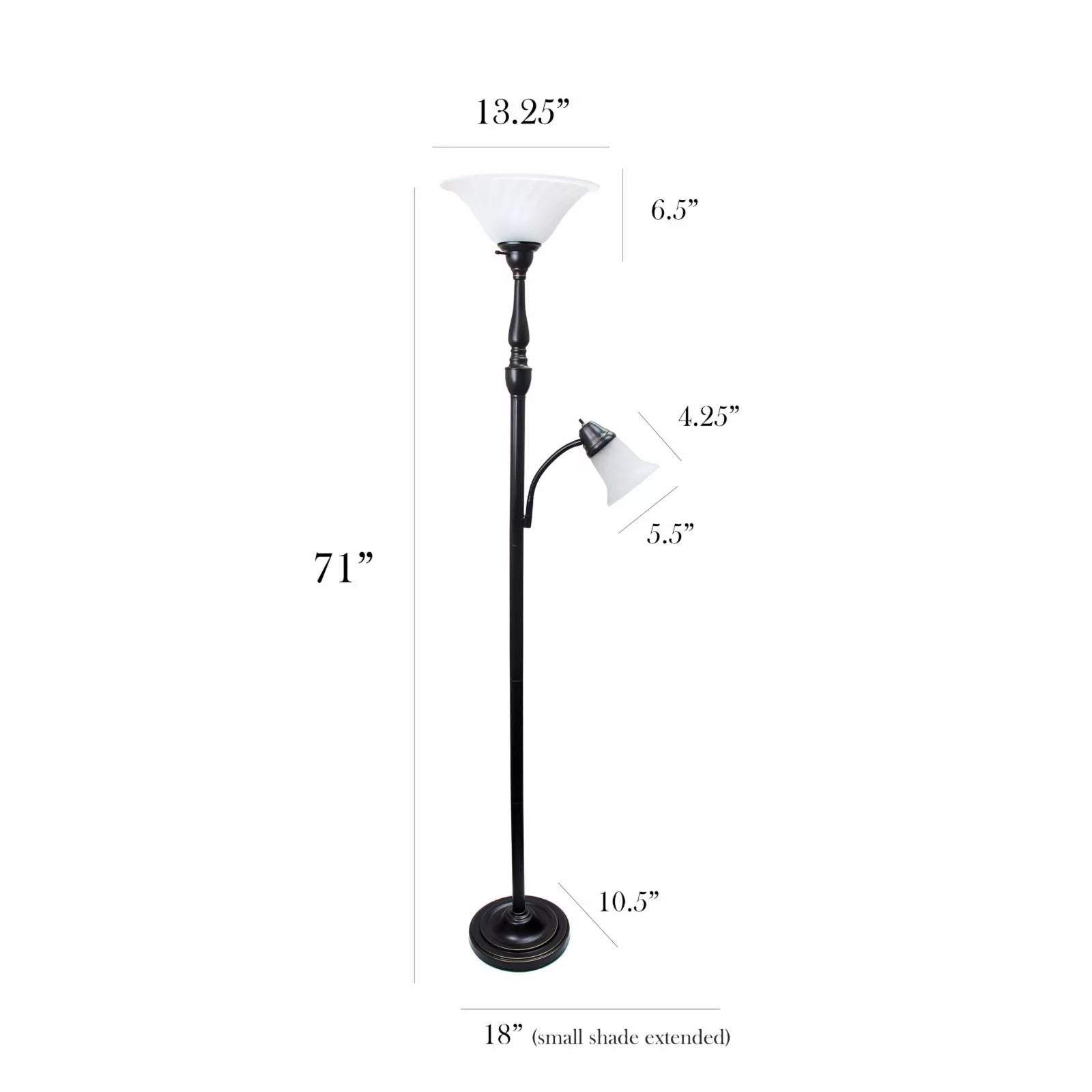 Elegant Designs 2-Light Floor Lamp with White Marble Glass G568