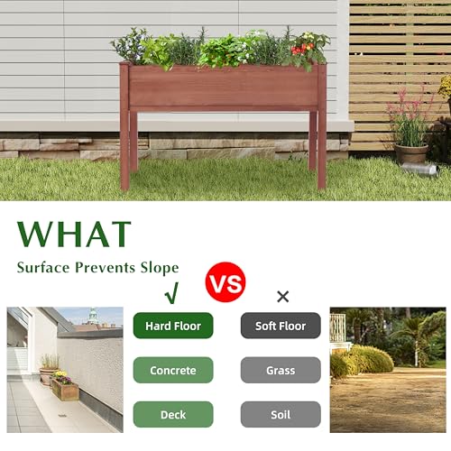 Raised Garden Bed with Legs 40x20x31 Outdoor Wood Planter Box N314255