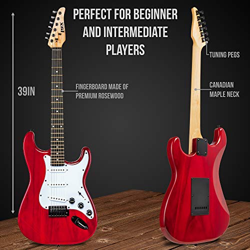LyxPro Electric Guitar 39" Beginner Starter Kit with 20W Amp, Black B69338