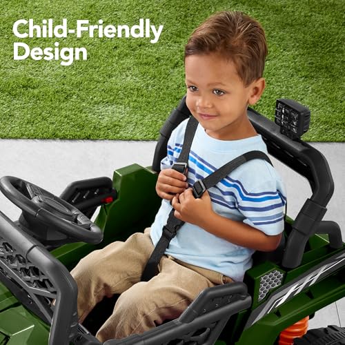 Kids 12V Electric Ride On UTV Car with Trailer, Parent Control, LED Lights, Bluetooth - Black C2735