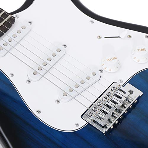 ZENY 39" Full Size Electric Guitar with Amp, Case and Accessories Pack, Blue V510838