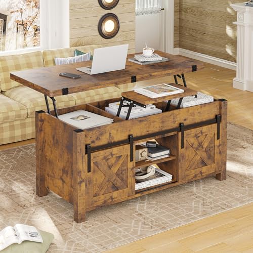 SEDETA Lift Top Coffee Table with Storage, Convertible Dining Table, Grey M719