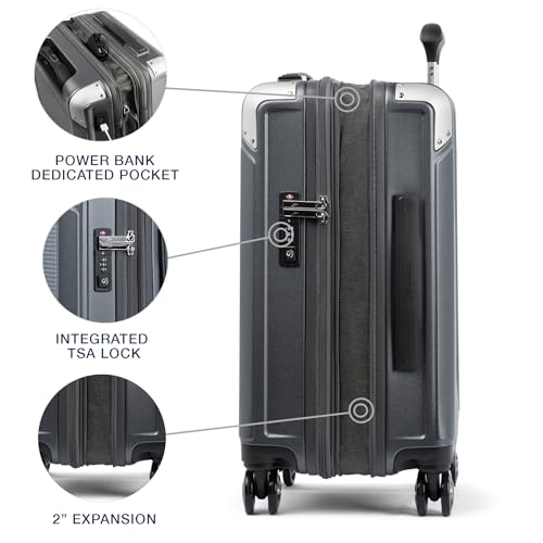 Travelpro Platinum Elite Hardside Expandable Carry-On Luggage, 8 Wheel Spinner, TSA Lock, 20-Inch X826544