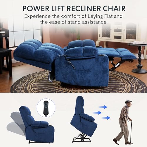FLEXISPOT XL31 Power Lift Recliner Chair for Elderly, Electric Massage & Heat, PU Leather, Black C786106