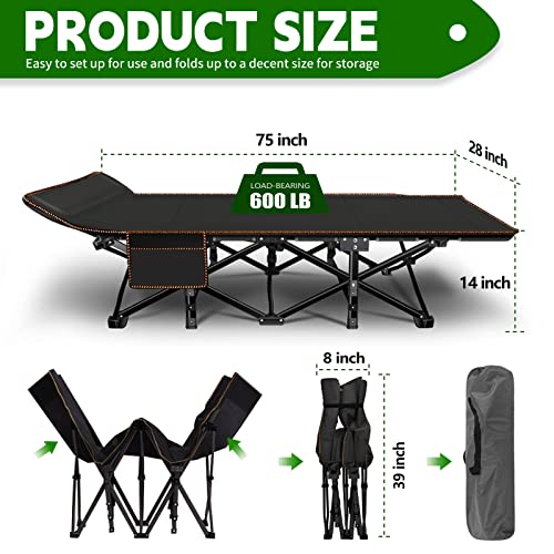 NAIZEA Folding Camping Cot for Adults, Adjustable Reclining Chair N72576