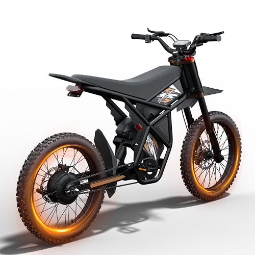 2000W/ 3000W GT73 / GT73 Pro Electric Dirt Bike for Adults - 37/50 MPH High-Speed, 25" Fat Tires & Dual Removable Battery (60V-18AH*2)| All-Terrain Off-Road eBike for Snow, Sand