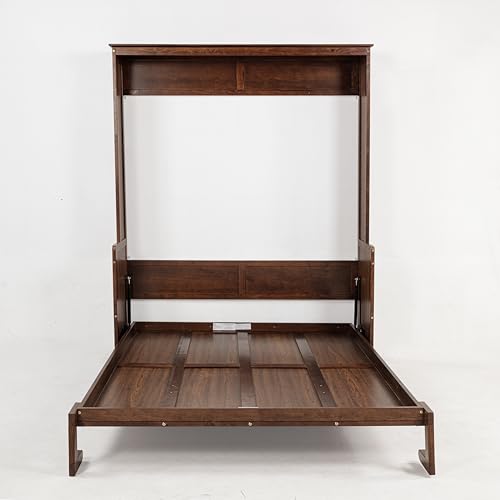 Walnut Murphy Bed with Desk and Gas Struts N330