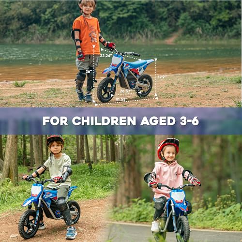 AIII Electric Dirt Bike for Kids 3-7, 12-Inch Off-Road Tires, Red X89100