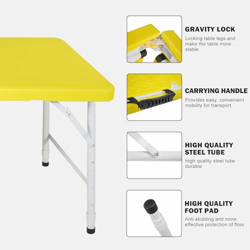 Portable Plastic Folding Table 4ft Heavy Duty Indoor Outdoor Y145657