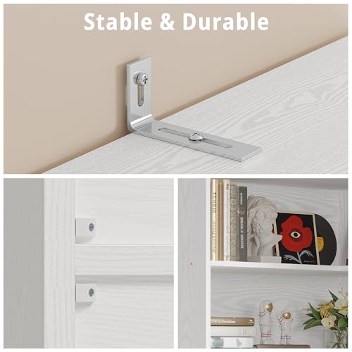 IRONCK 81" Corner Bookshelf with Door, 6 Tiers, White S430530