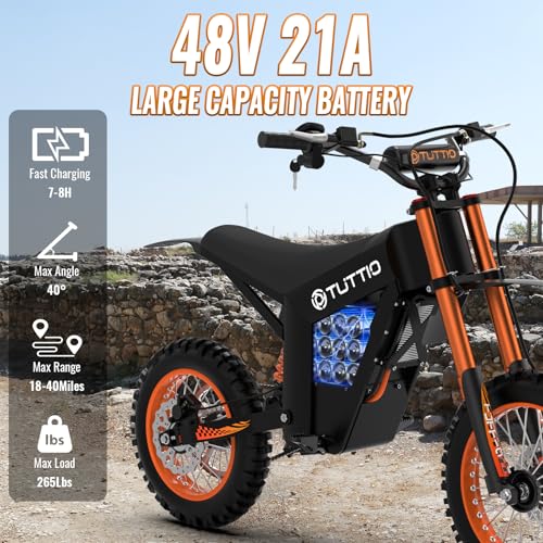 Tuttio Soleil 01 Electric Dirt Bike 2000W, 37MPH, 14"/12" Fat Tires C8179