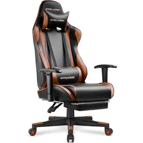GTRACING Gaming Chair with Footrest, Ergonomic Reclining, Blue C551