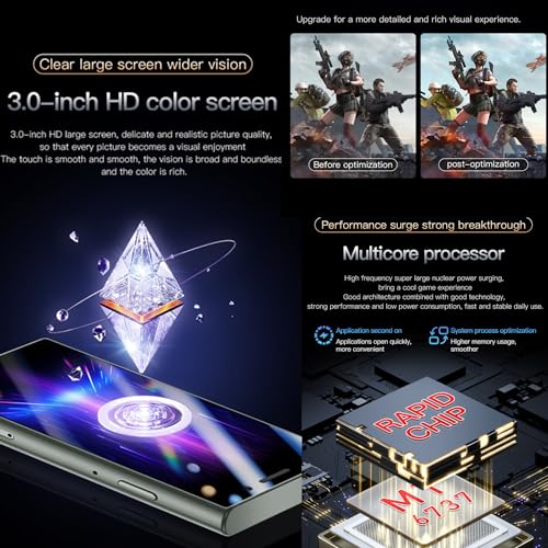 S23Pro 4G Mini Smartphone 3.0 Inch Unlocked Cell Phone Dual SIM (Black 2GB+16GB) B48638