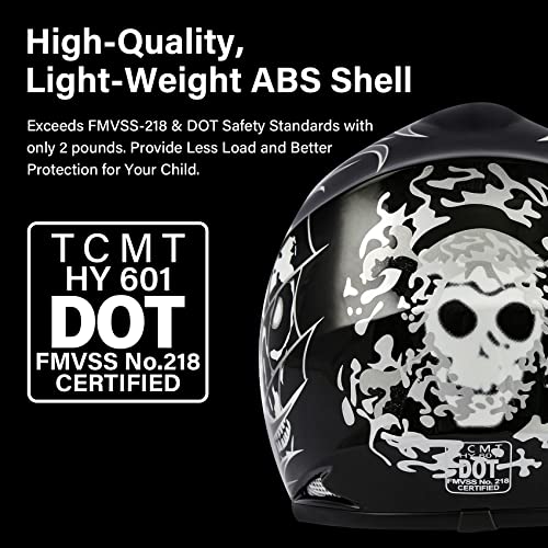 SLMOTO Dot Youth Kids Motocross Helmet Red Spider Design with Goggles and Gloves F254987