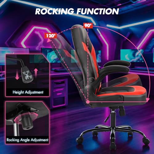 Sweetcrispy Ergonomic Gaming Desk Chair with Flip-up Armrest, Black Blue C253