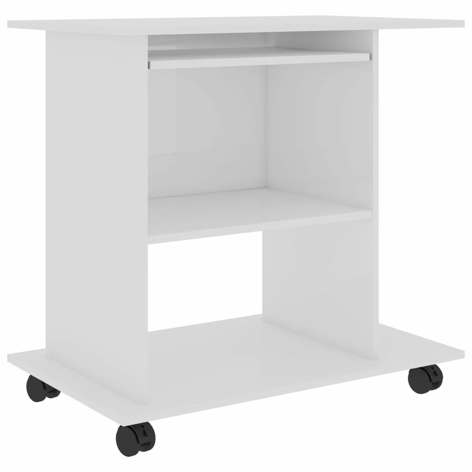Anself Computer Desk with Keyboard Tray and CPU Stand, White H487627