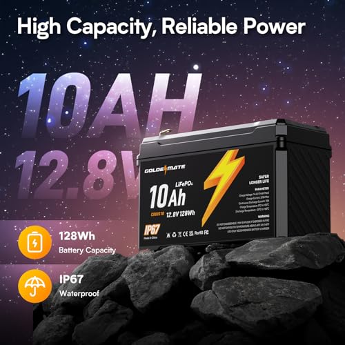 12V 7Ah LiFePO4 Deep Cycle Battery with Built-in BMS, IP67 Waterproof R689