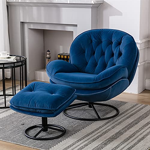 Baysitone Velvet Swivel Accent Chair with Ottoman Set, Modern Lounge Chair, Fruit Green Q36819