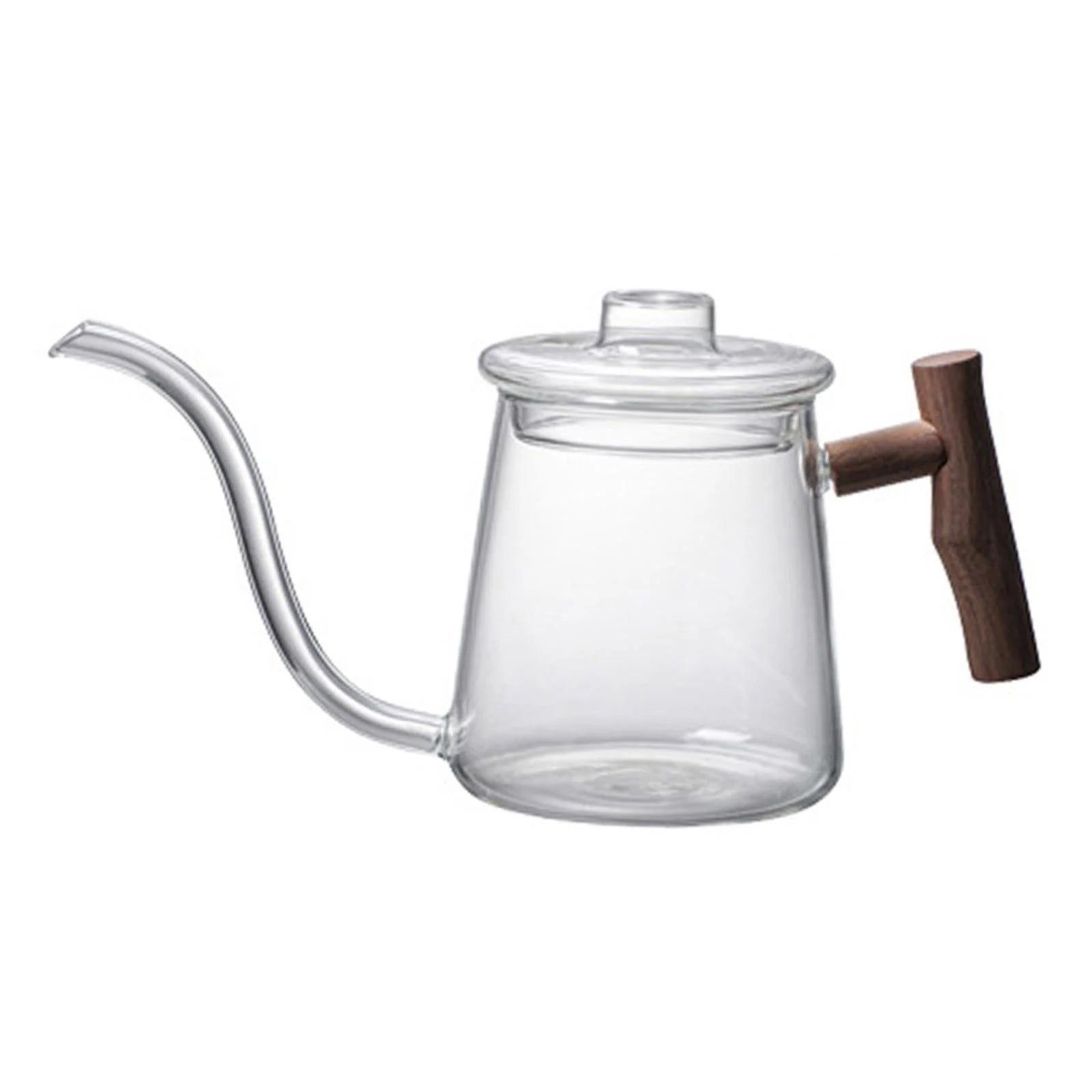 Borosilicate Glass Gooseneck Kettle with Wooden Handle, 480ml V48606
